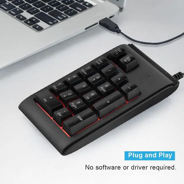 Alt view image 3 of 5 - Mechanical Numeric Keypad, USB Wired Number Pad with 3 Color Backlit, Portable Backlight Gaming Keypad Numpad for Laptop PC