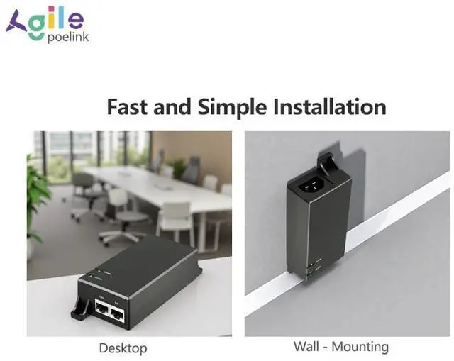 Alt view image 4 of 5 - Gigabit PoE Injector 48V 15W, IEEE802.3af Power Over Ethernet PoE Adapter, Single Port PoE Power Injector for IP Camera Wireless/Wireless Access Point Long Range/IP Phones, AG-P100