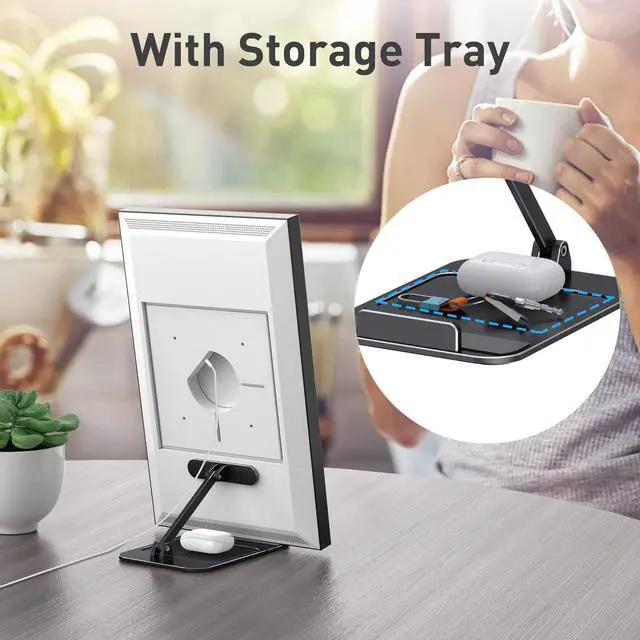 Alt view image 4 of 5 - Almoz Show 15 Stand Aluminum, Tilt Stand for Show 15.6" Smart Display and Up to 18" iPad/Tablets, with Storage Tray, Compact Size, Durable and Stable (Black)