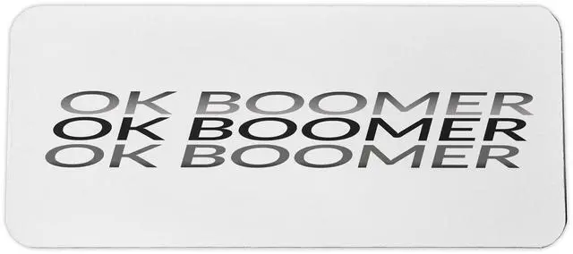 Main image of Ambesonne OK Boomer Computer Mouse Pad, Monochromatic Style Meme Phrase Simple Design Modern Fun Typography, Rectangle Non-Slip Rubber Mousepad Large, 31" x 12" Gaming Size, Grey Charcoal Grey White