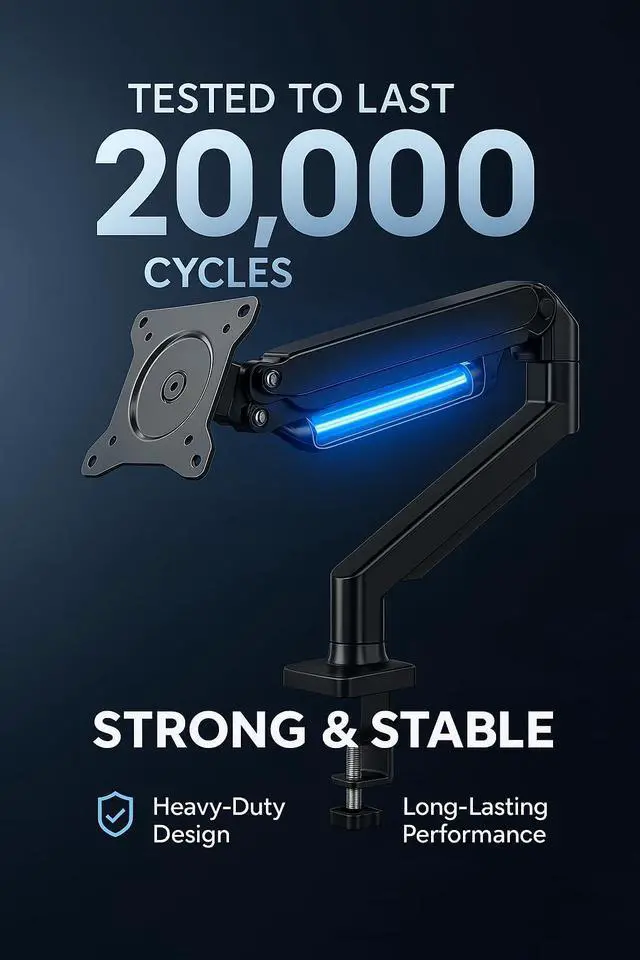 Alt view image 2 of 5 - ArcadeX Single Monitor Mount, 13 to 32 Inch Gas Monitor Arm, Adjustable Stand, Vesa Mount with Clamp and Grommet Base - Fits 4.4 to 22lbs LED Computer Monitors (Black)