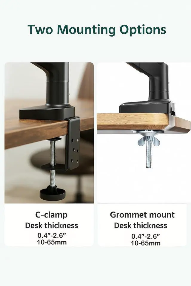 Alt view image 5 of 5 - ArcadeX Single Monitor Mount, 13 to 32 Inch Gas Monitor Arm, Adjustable Stand, Vesa Mount with Clamp and Grommet Base - Fits 4.4 to 22lbs LED Computer Monitors (Black)