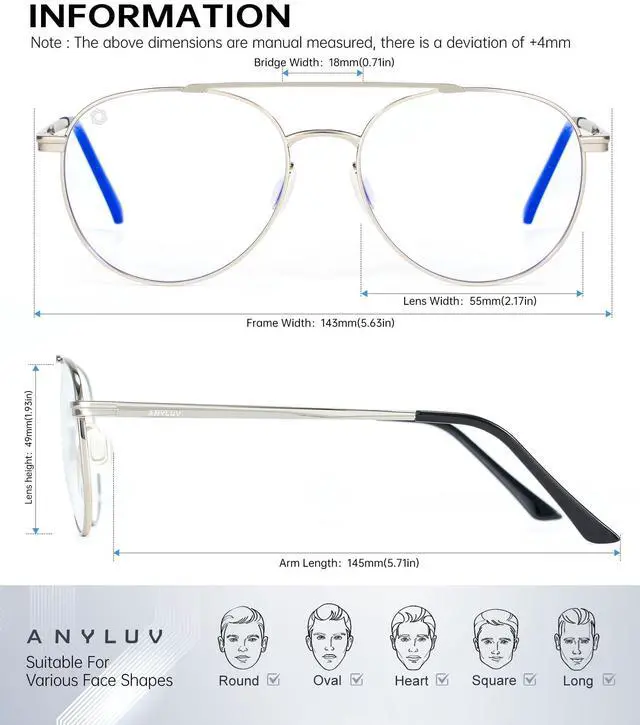 Alt view image 4 of 5 - ANYLUV Blue Light Glasses for Women/Men, Women Blue Light Blocking Glasses Computer Screen Blocker for Anti Eyestrain
