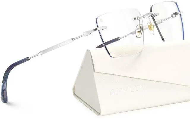 Main image of ANYLUV Rimless Blue Light Blocking Glasses Men Women, Lightweight Computer Reading Glasses, Anti Eyestrain Gaming Glasses