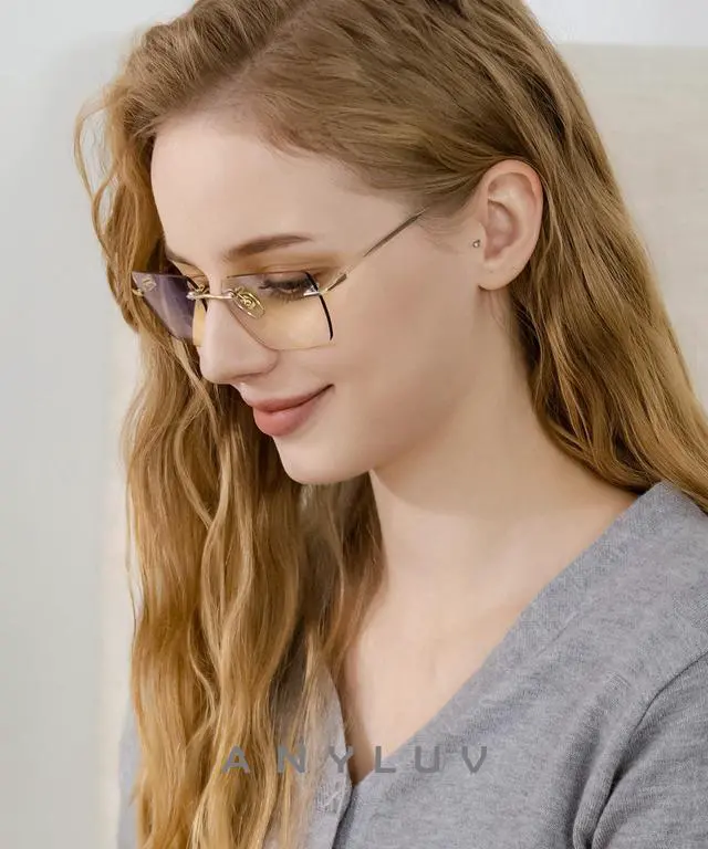 Alt view image 2 of 5 - ANYLUV Rimless Blue Light Blocking Glasses Men Women, Lightweight Computer Reading Glasses, Anti Eyestrain Gaming Glasses