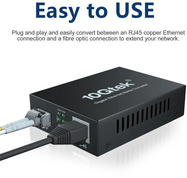 Alt view image 4 of 5 - Gigabit Media Converter LC, SFP Port, Single Mode Fiber to Ethernet Converter for 10/100/1000Base-Tx to 1000Base-LX, with a SFP LX Transceiver (1000Base-LX), LC Fiber Slot, 20km, 1310-nm, SMF