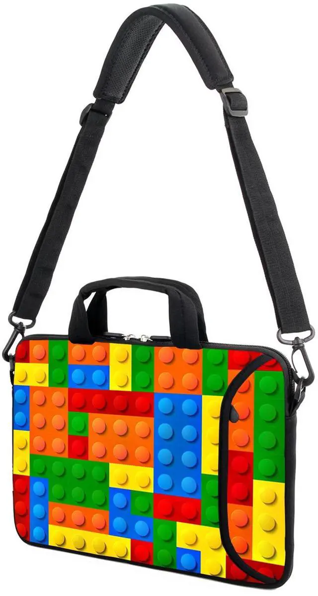 Alt view image 4 of 5 - AMARY 13" 13.3" laptop sleeve chromebook case adjustable shoulder strap with handle accessory pocket (Puzzle)