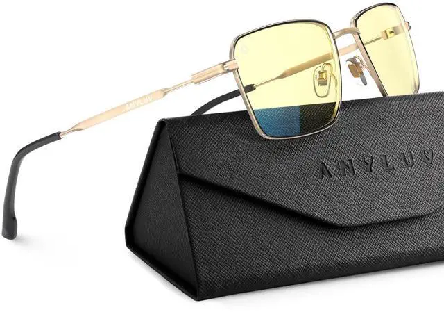 Main image of ANYLUV Gaming Glasses, Metal Rectangle Frame Blue Light Glasses Men, Lightweight Eyeglasses Anti Eyestrain & Eye Protection