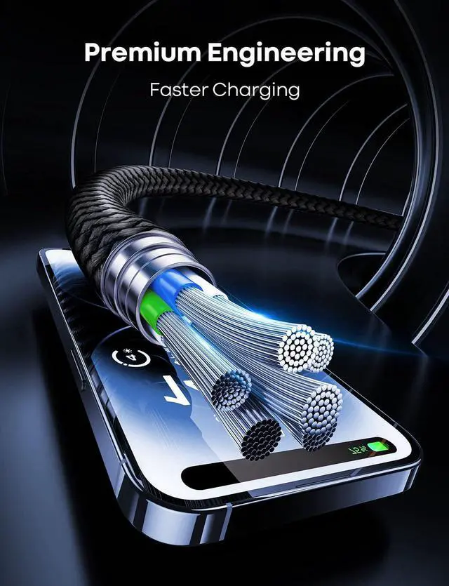 Alt view image 3 of 5 - USB C Cable 20FT, 2-Pack Extra Long Type C to C Cord 60W, Premium Nylon Braided USB C to USB C Cable Fast Charging Compatible for Macbook/iphone 15 Pro Max/Samsung Galaxy S24+/S24 Ultra/S23+/S23 Ultra