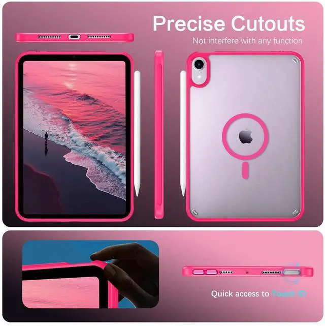 Alt view image 3 of 5 - BENTOBEN for iPad Mini7 (A17 Pro) Case, iPad mini 7th /6th Generation Magnetic Case (2024/2021), Translucent Matte Back Shock and Drop Protection Cover for iPad mini7/Mini6 8.3", Hot Pink