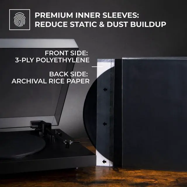 Alt view image 4 of 5 - BIG FUDGE Vinyl Sleeves Inner and Outer - Vinyl Record Sleeves Inner and Outer - 25 x 12 High-Density Polypropylene Album Covers & 25 x 12 Archival Anti-Static Rice Paper Inner