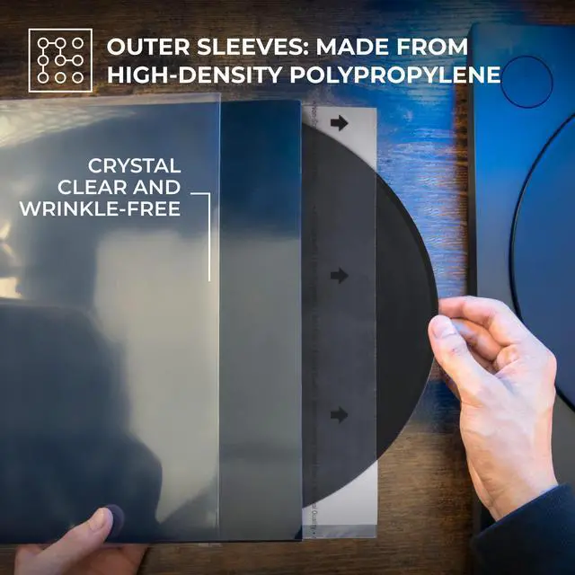 Alt view image 3 of 5 - BIG FUDGE Vinyl Sleeves Inner and Outer - Vinyl Record Sleeves Inner and Outer - 25 x 12 High-Density Polypropylene Album Covers & 25 x 12 Archival Anti-Static Rice Paper Inner