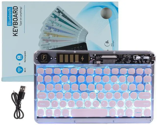 Main image of Wireless Bluetooth Keyboard for ipad,7-Color RGB Backlight 10 "Round Keys Transparent Keyboard,Ultra-Slim Rechargeable Wireless Bluetooth Keyboard for ipad 9th/8th Gen, ipad Pro/Air/Mini(Light Pink)