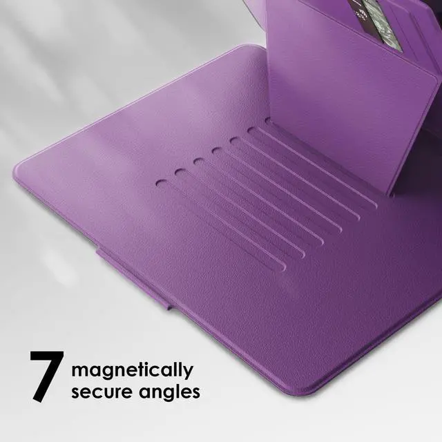 Alt view image 4 of 5 - BLOSOMEET Rugged Magnetic Auto Sleep/Wake Case for iPad Pro 13 Inch M4 2024, Stand Case with Pen Holder, Card Slot,Purple