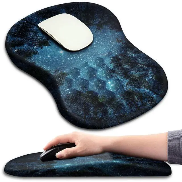 Main image of KUOSGM Mouse Pad Wrist Support, Ergonomic Mouse Pad with Massage Dot, Comfortable Computer Mouse Pad for Laptop, Wrist Rest Pain Relief Mousepad with Non-Slip PU Base for Office & Home, 12 x 8 in
