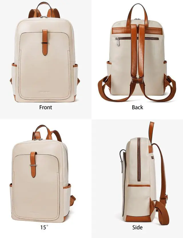 Alt view image 5 of 5 - BOSTANTEN Womens Leather Wallets RFID Blocking Large CapacityLeather 15.6 inch Laptop Backpack Computer Bag