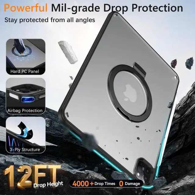 Alt view image 2 of 5 - BENTOBEN Kickstand Case for iPad Air 5th/4th Generation (2022/2020) 10.9 inch, for iPad Pro 11 2022/2021/2020/2018, Multi-Angle Viewing Foldable Stand Matte Design Shockproof Protective Cover, Black