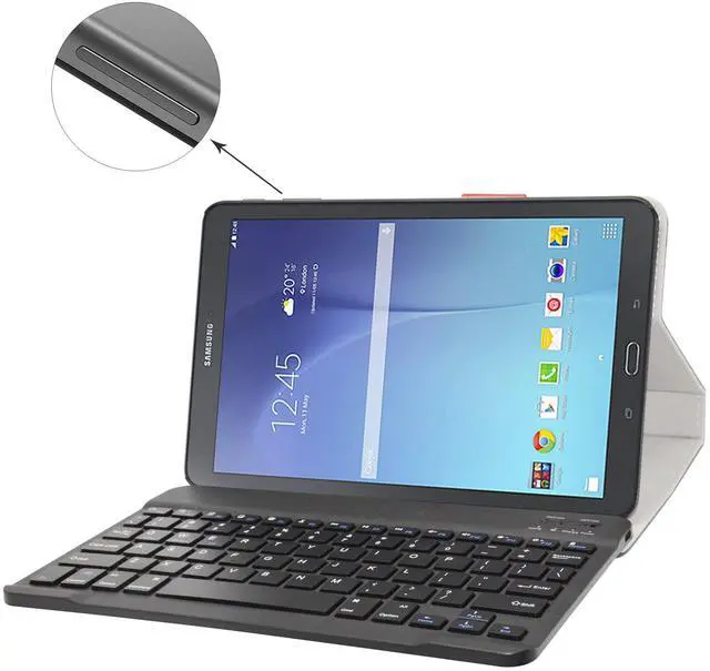 Alt view image 2 of 5 - MAMA MOUTH for Galaxy Tab E 9.6 Keyboard Case,Slim Stand PU Leather Case Cover with Romovable Keyboard for Samsung Galaxy Tab E 9.6 / E Nook 9.6 T560 T561 T567 Verizon 4G LTE,Blue