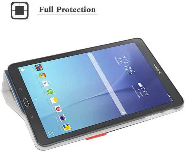 Alt view image 3 of 5 - MAMA MOUTH for Galaxy Tab E 9.6 Keyboard Case,Slim Stand PU Leather Case Cover with Romovable Keyboard for Samsung Galaxy Tab E 9.6 / E Nook 9.6 T560 T561 T567 Verizon 4G LTE,Blue