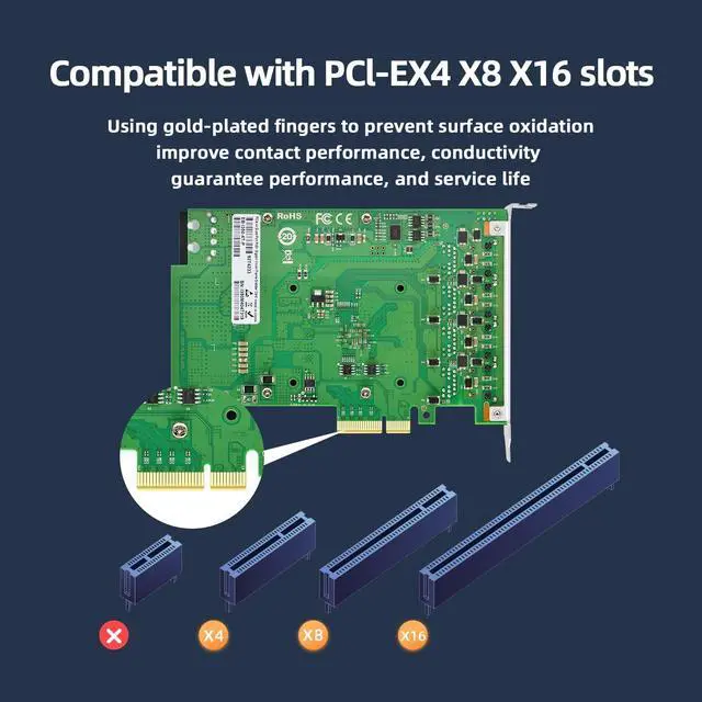 Alt view image 5 of 5 - Buacoz PCIe X4 Quad-Port Gigabit Network Card POE Powered Server with Intel I350-T4 RJ45 NIC Card LAN Ethernet Adapter Support Windows Server Linux Ubuntu VMware