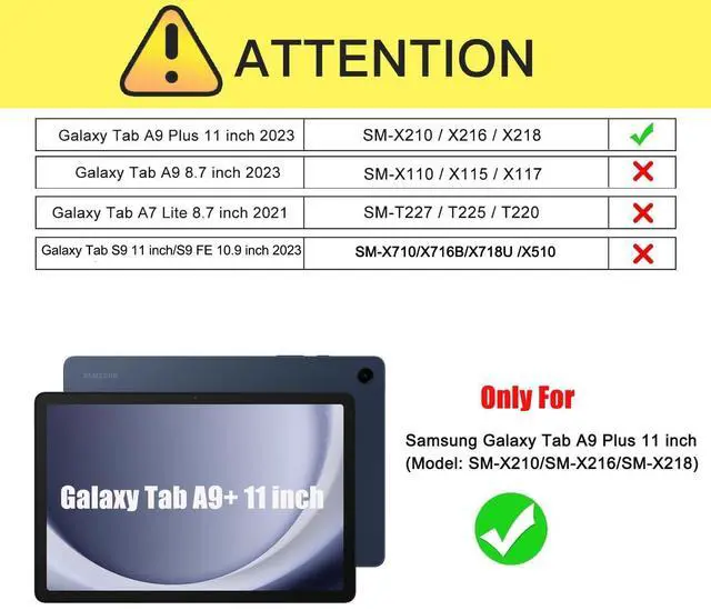 Alt view image 2 of 5 - BLOSOMEET Case for Samsung Galaxy Tab A9 Plus [11 Inch] 2023 with Tempered Glass Screen Protector