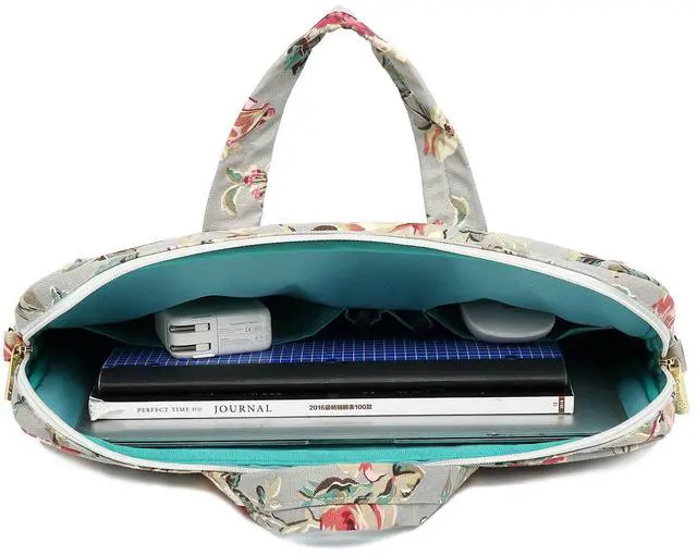 Alt view image 2 of 5 - Canvaslove Grey Rose Pattern Waterproof Laptop Shoulder Messenger Bag Case With Rebound Bubble Protection for MacBook Pro 16 inch,LG Gram 16 inch and 15 inch-15.6 inch laptop