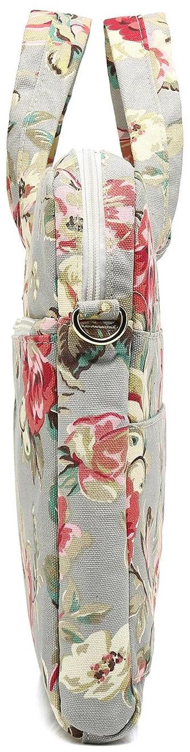 Alt view image 4 of 5 - Canvaslove Grey Rose Pattern Waterproof Laptop Shoulder Messenger Bag Case With Rebound Bubble Protection for MacBook Pro 16 inch,LG Gram 16 inch and 15 inch-15.6 inch laptop