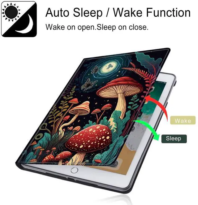 Alt view image 3 of 5 - BPQOJB Case for All-New Kindle Fire HD 10 & 10 Plus Tablet 11th Generation 2021 Release 10.1 inch with Adjustable Stand & Auto Wake/Sleep Feature Smart Protect Cover Case - Mushroom Moon