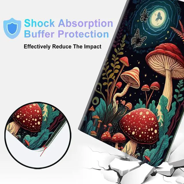 Alt view image 5 of 5 - BPQOJB Case for All-New Kindle Fire HD 10 & 10 Plus Tablet 11th Generation 2021 Release 10.1 inch with Adjustable Stand & Auto Wake/Sleep Feature Smart Protect Cover Case - Mushroom Moon