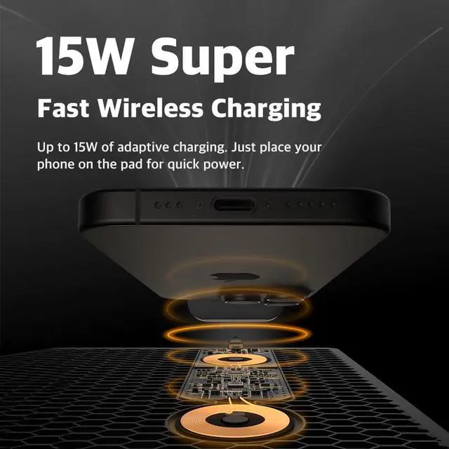 Alt view image 5 of 5 - POUT H3 PRO Dual Qi Wireless Charging Mouse Pad - Dual Fast Wireless Chargers for Smartphones and Earbuds - Smooth Surface with Anti-Slip Base for Home and Office Use (Polar White)