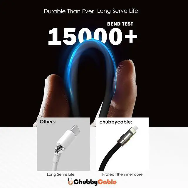 Alt view image 3 of 5 - chubbycable Black Chubby - Special Black Samurai Edition Silicone USB C Cable Durable 240W Fast Charging Cable Phones Tablets Power Bank Charger Cord, USB A to Type C, 4.9FT