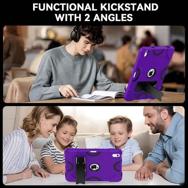 Alt view image 4 of 5 - Cantis Case for iPad 11-inch (A16) 2025/ iPad 10th Generation 2022 (10.9 inch), Shockproof iPad Cover 10th Generation with Pencil Holder & Kickstand, Dark Purple+Black