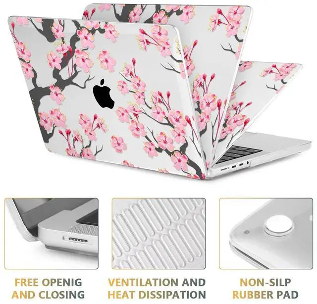 Alt view image 3 of 5 - CISSOOK Cherry Blossoms Hard Shell Case for MacBook Pro 14 inch M4 A3112 A3185 A3401 M3 A2992 A2918 M2 A2779 M1 A2442 2021-2024, Cherry Floral Cover with Keyboard Cover for 2021 2024 M1-M4 Pro 14.2"