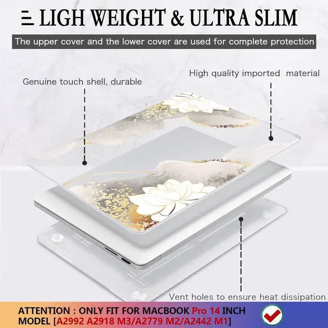 Alt view image 4 of 5 - CISSOOK Compatible with MacBook Pro 14 inch Case 2024 2023-2021 Release Model: M4 A3112 A3185 A3401 M3 A2992 A2918 M2 A2779 A2442 M1 Pro/Max, Lotus Hard Shell Case for MacBook Pro 14 with Touch ID