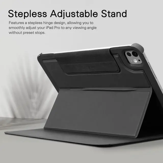 Alt view image 4 of 5 - CoBak Magnetic Case with Stand for iPad Pro 11 Inch (M4) 2024, Multiple Viewing Angles, Smart Auto Sleep/Wake Cover with Corner Protection with Apple Pencil Holder Strap, Matte Black