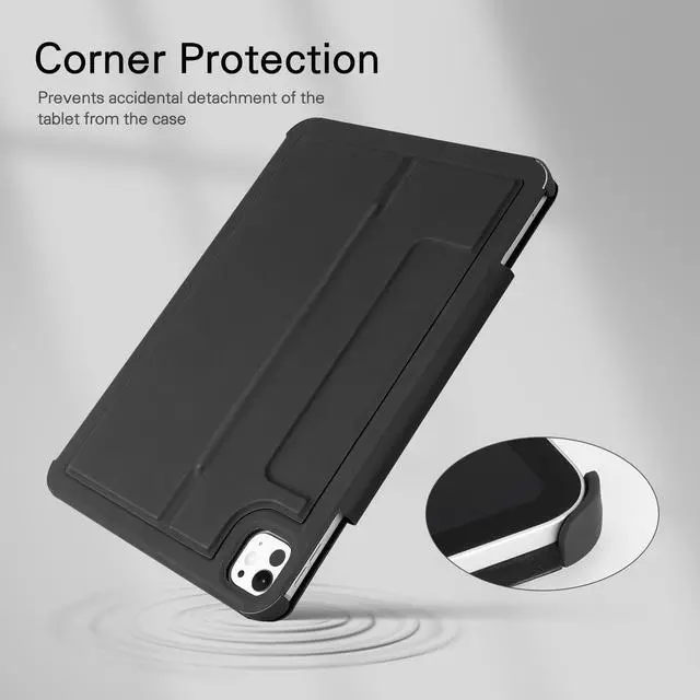 Alt view image 5 of 5 - CoBak Magnetic Case with Stand for iPad Pro 11 Inch (M4) 2024, Multiple Viewing Angles, Smart Auto Sleep/Wake Cover with Corner Protection with Apple Pencil Holder Strap, Matte Black