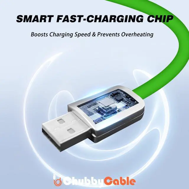 Alt view image 2 of 5 - chubbycable Chubby 2.0 Fast Charging Cable Durable Soft Silicone USB C Cable 120W Extra Thick Phone Charger Cord Data Transfer Cord, Yellow+Yellow, USB-A to Type-C, 9.8 FT