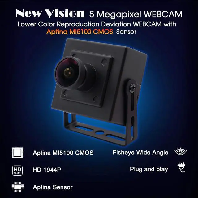 Alt view image 2 of 5 - CODSOK USB Camera 5 Megapixel 2592X1944 Webcamera with Aptina Sensor Webcam 180 Degree Fisheye Lens POE IP Camera High Difinition USB Webcam