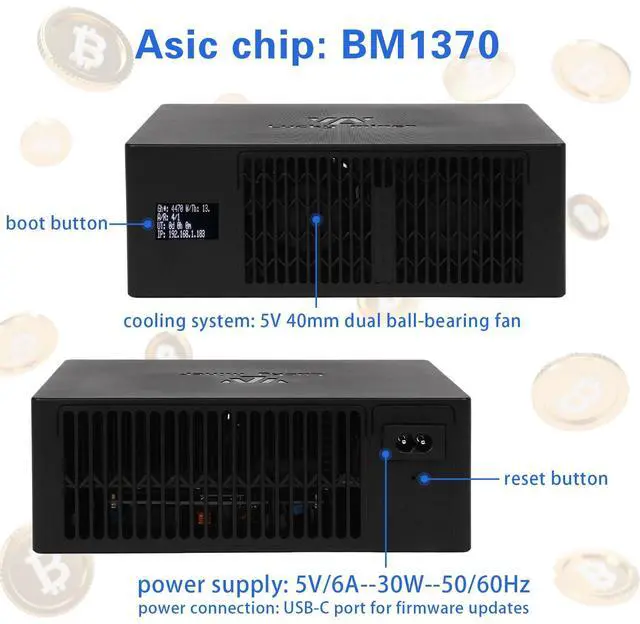 Alt view image 5 of 5 - Bitcoins Miner Lucky Miner Lotto Mining Device 4.2TH/S 2.4G WiFi SHA-256 Asic Chip BM1366 Portable LV08 Micro Silent Cryptocurrency Home Use BTC Miner Machine Solo Miner, Black