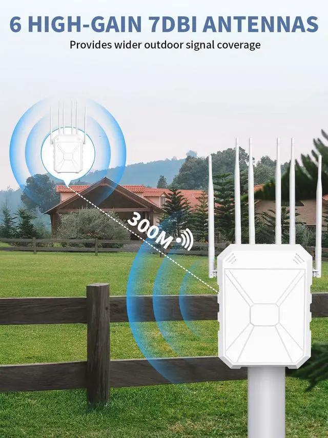 Alt view image 4 of 5 - AX3000 Outdoor WiFi Extender, Dual Band 5G+2.4G Long Range Outdoor WiFi 6 Extender Signal Booster with POE, IP67 Weatherproof Wireless Outdoor Repeater,Compatible Starlink for Patio Camping Farm