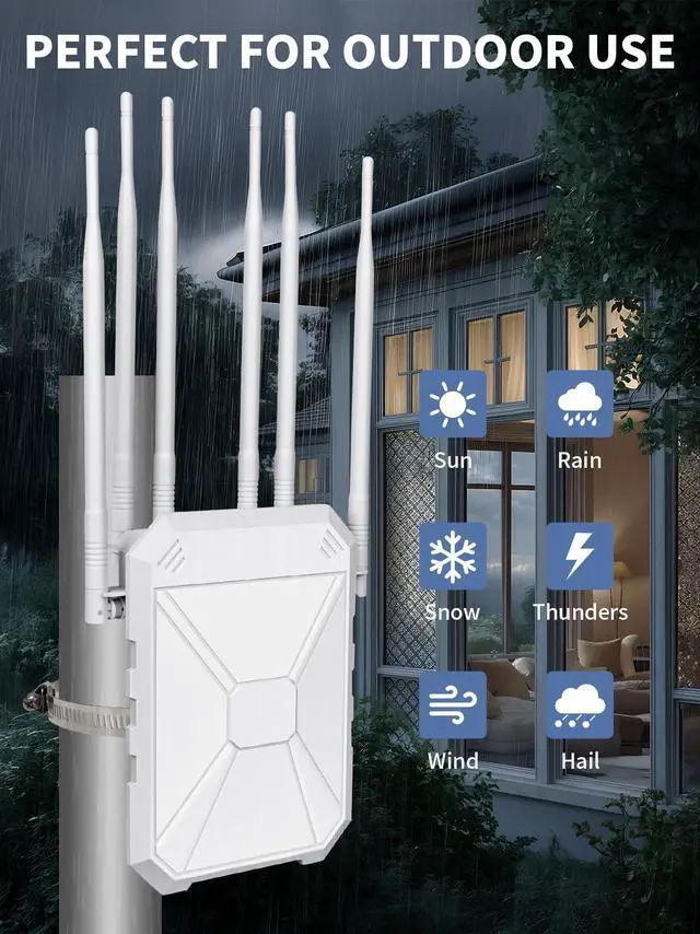 Alt view image 5 of 5 - AX3000 Outdoor WiFi Extender, Dual Band 5G+2.4G Long Range Outdoor WiFi 6 Extender Signal Booster with POE, IP67 Weatherproof Wireless Outdoor Repeater,Compatible Starlink for Patio Camping Farm