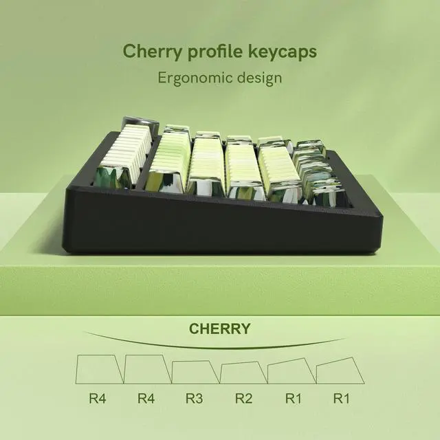 Alt view image 3 of 5 - dagaladoo Shine Through keycap Set,Double Shot PBT keycaps 75 Percent,dye Sublimation Custom Key caps,Side Printed,Cherry Profile caps for Machine Keyboard(Green Gardenia)
