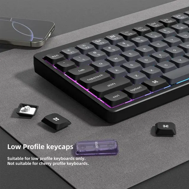 Alt view image 2 of 5 - dagaladoo Low Profile Key Cap,Double Shot PBT keycaps 60 75 Percent,Dark Grey/Purple Keyboard caps for Most MX Switches Mechanical Keyboard(only keycaps)