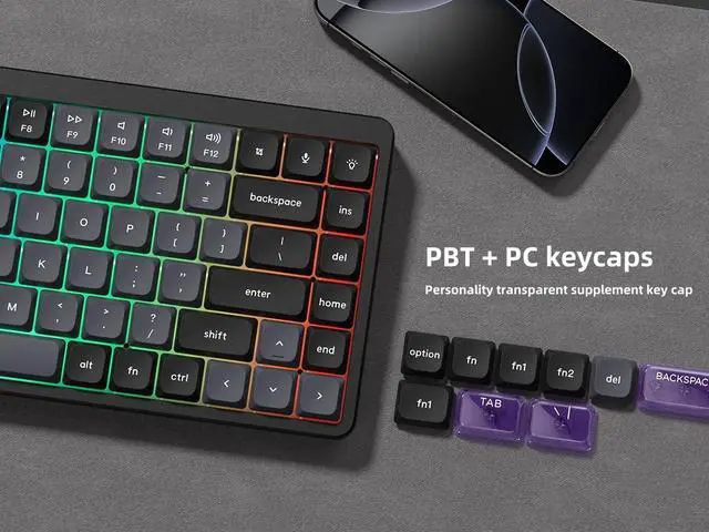Alt view image 4 of 5 - dagaladoo Low Profile Key Cap,Double Shot PBT keycaps 60 75 Percent,Dark Grey/Purple Keyboard caps for Most MX Switches Mechanical Keyboard(only keycaps)