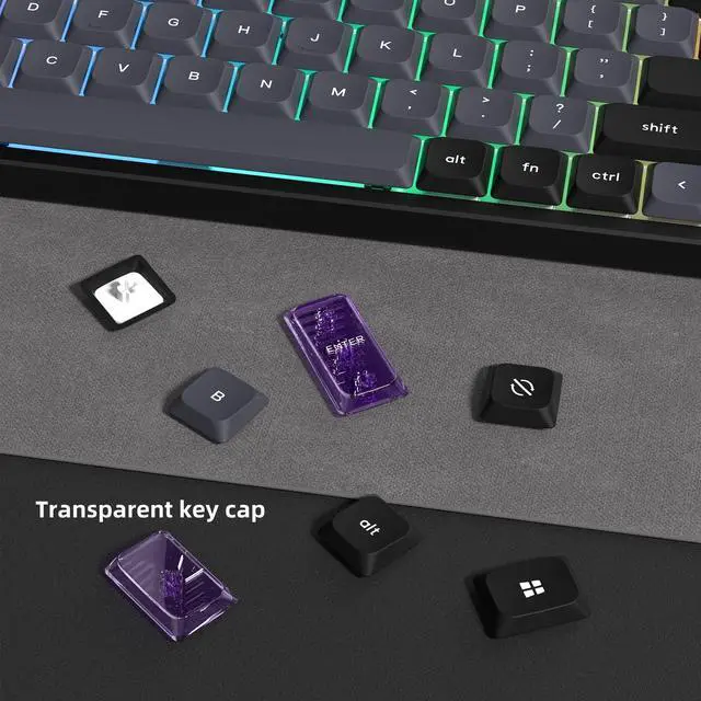Alt view image 3 of 5 - dagaladoo Low Profile Key Cap,Double Shot PBT keycaps 60 75 Percent,Dark Grey/Purple Keyboard caps for Most MX Switches Mechanical Keyboard(only keycaps)