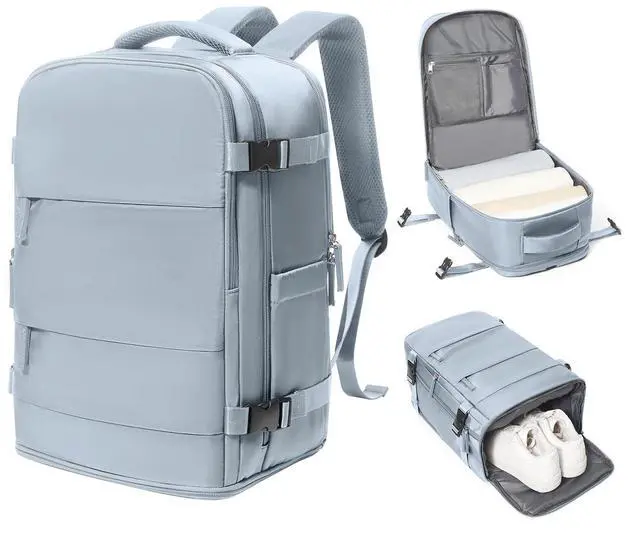 Main image of coowoz Travel Backpack Carry On for Women Man Gym Backpack with Laptop Compartment Mochila de Viaje Teacher Personal Item Backpacks Rucksack Airplane Accessories Must Haves Grey Blue Small