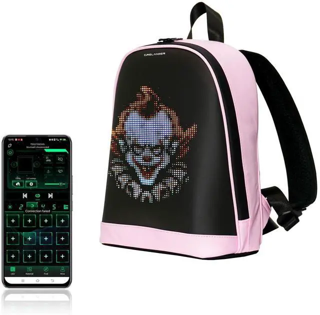 Main image of Crelander LED Backpack, Small Laptop Backpack with Programmable Screen Small Smart Dynamic Fashion Shoulder Bag for Women Daily Use Cycling Travel Daypack App Control, 12 inch (pink)