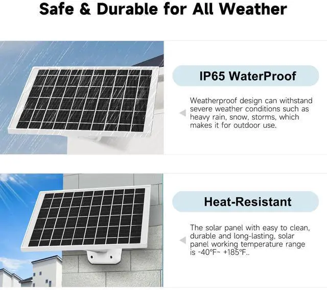 Alt view image 5 of 5 - 3 Pack 7W Solar Panel Charger Compatible with Wyze Battery Cam Pro, Cam Outdoor V1, Cam Outdoor V2, Solar Panel for Wyze Camera with Micro USB, USB C Adapter, Adjustable Wall Mount, IP65 Waterproof
