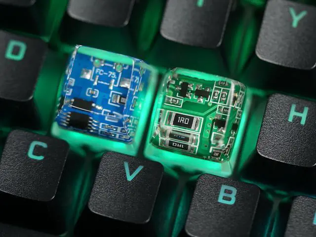 Alt view image 4 of 5 - DATCRAFT Cute Artisan Keycaps - Green Circuit Resin Custom Keycaps for Cherry MX Mechanical Keyboard