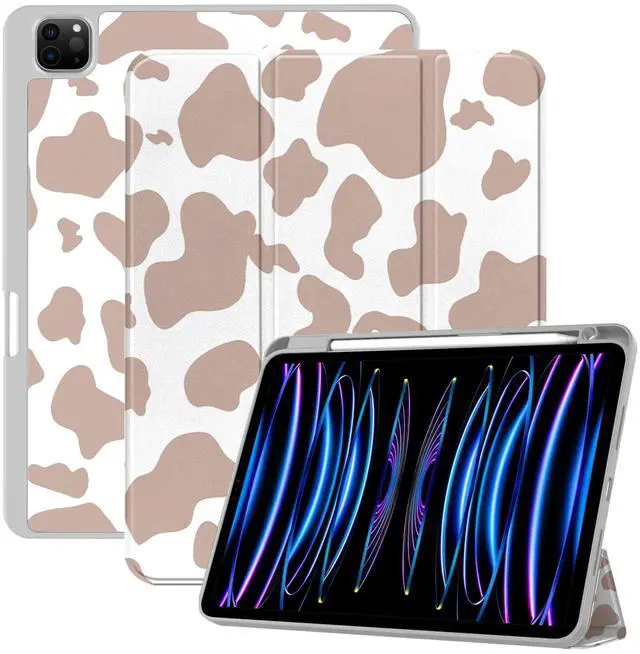Main image of Deokke Compatible with iPad Pro 12.9 Inch Case,6th/5th/4th/3rd Gen(2022/2021/2020/2018) with Pencil Holder,TPU Back Case,Auto Sleep/Wake Cover with iPad 2nd Pencil Charging-Brown Cow Western